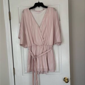 Pink Lily Light Pink Striped Romper